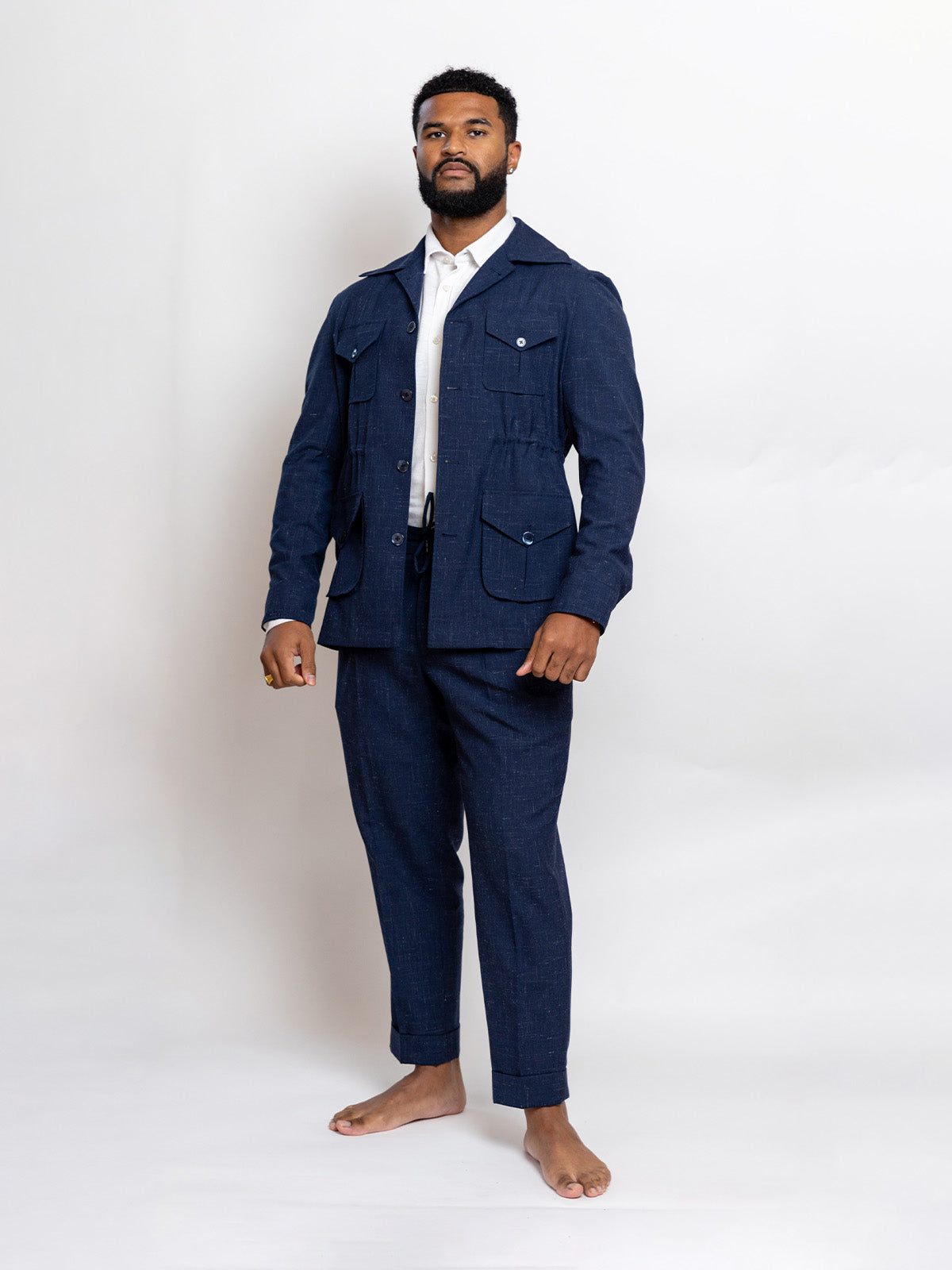 Midnight Blue Slub Linen Sariana Set