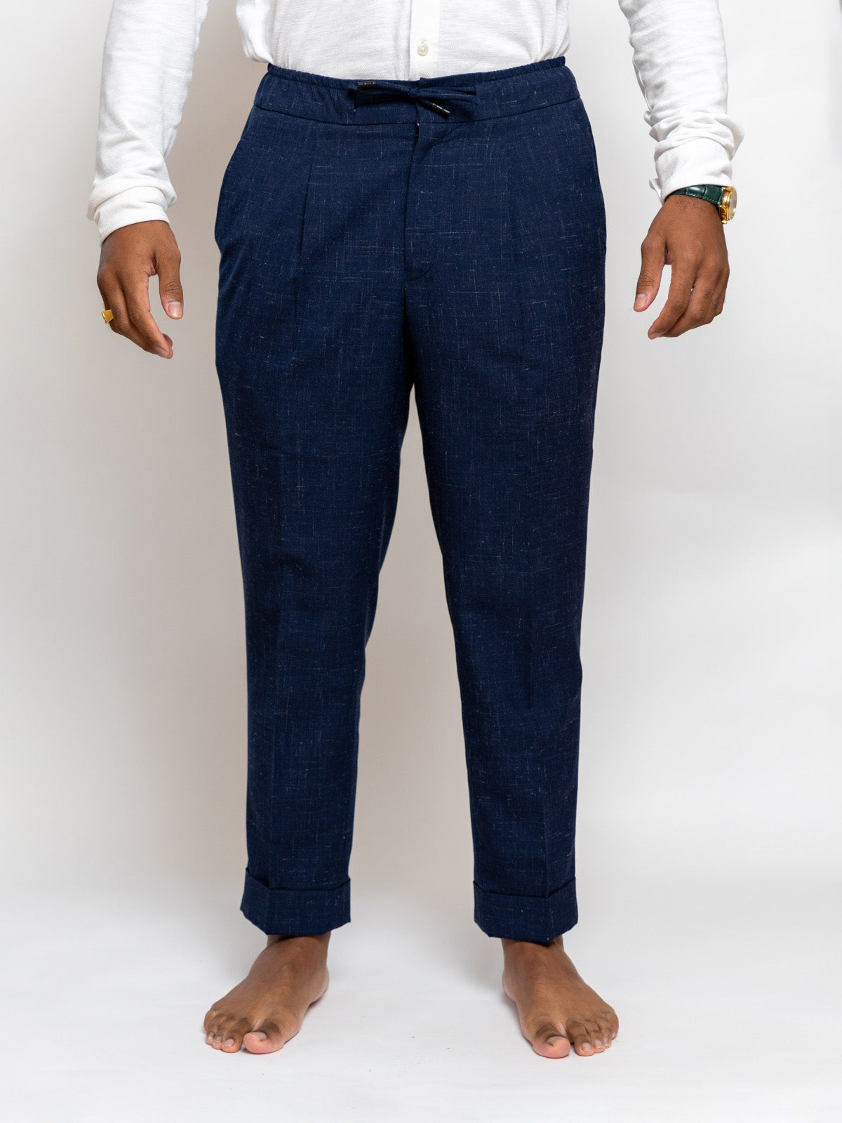 Midnight Blue Slub Linen Sariana Set