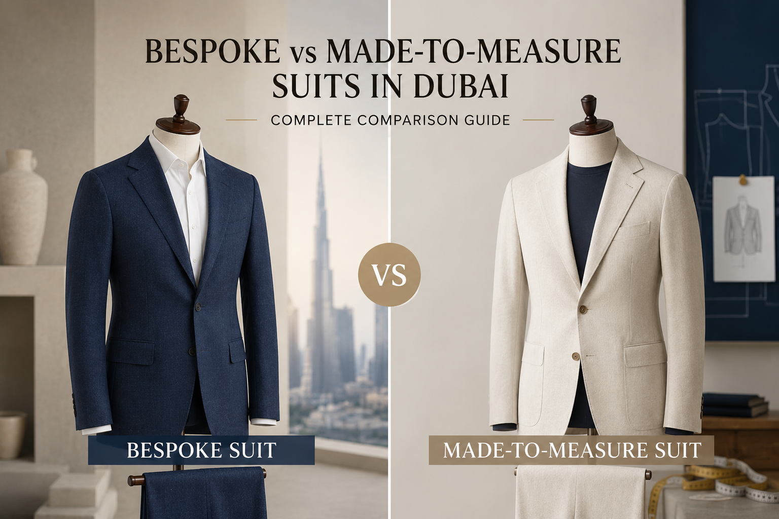 bespoke vs made to measure suits Dubai comparison luxury tailoring
