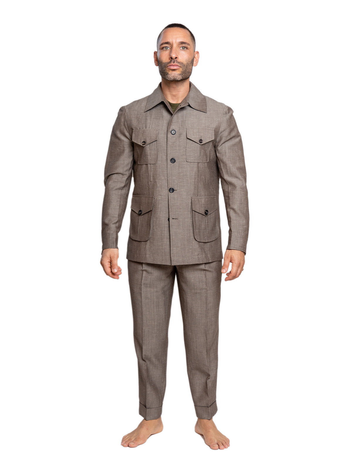 Stone Taupe Slub Linen Sariana Set