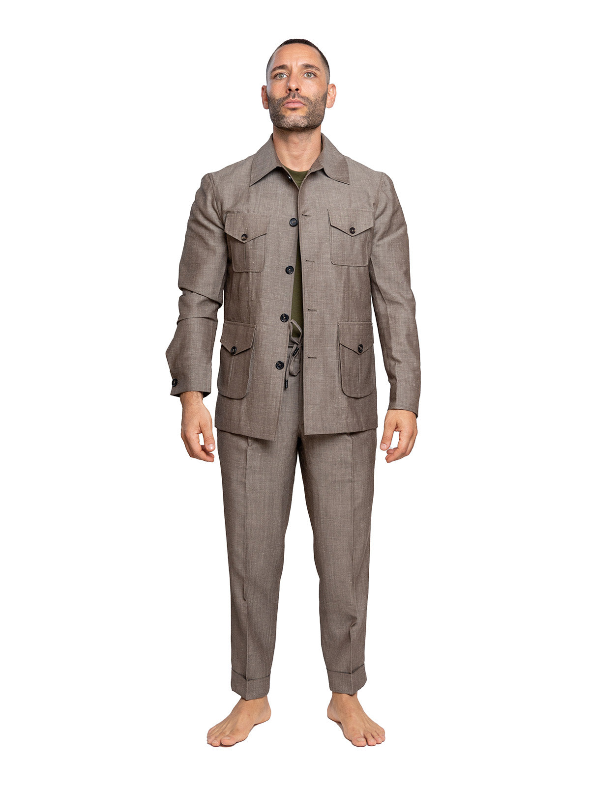 Stone Taupe Slub Linen Sariana Set