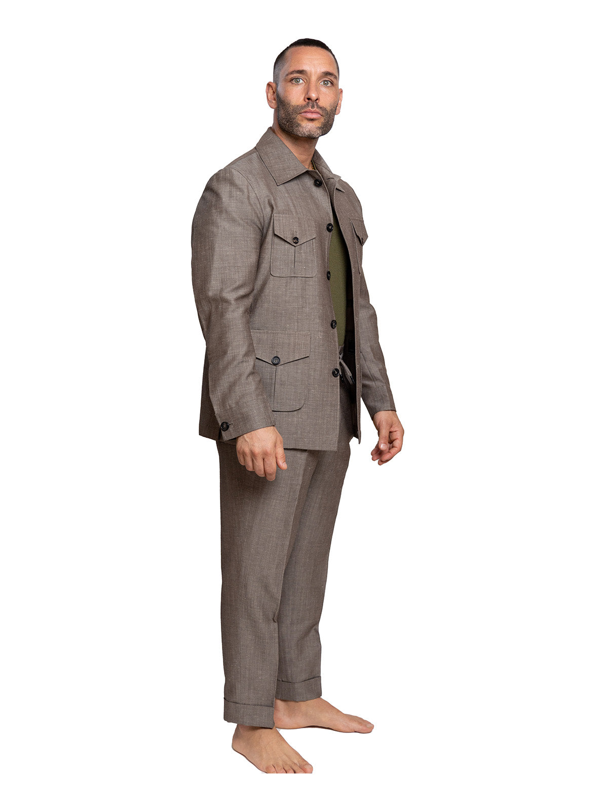 Stone Taupe Slub Linen Sariana Set
