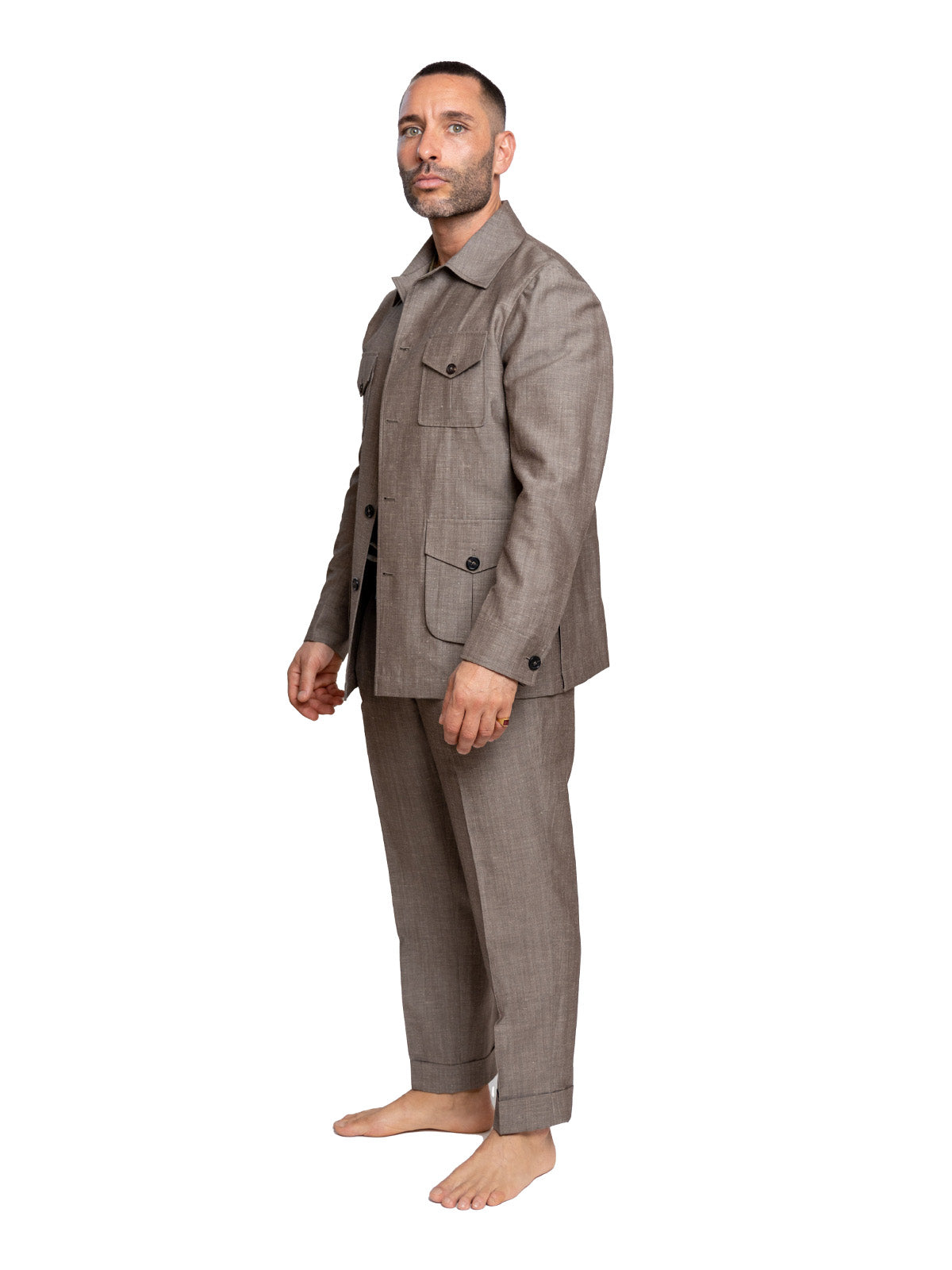 Stone Taupe Slub Linen Sariana Set