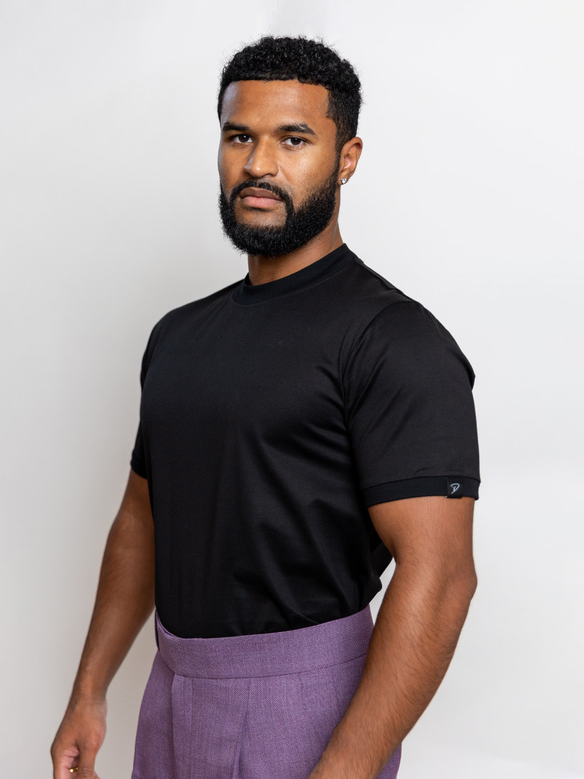 JET BLACK MERCERIZED COTTON T-SHIRTS