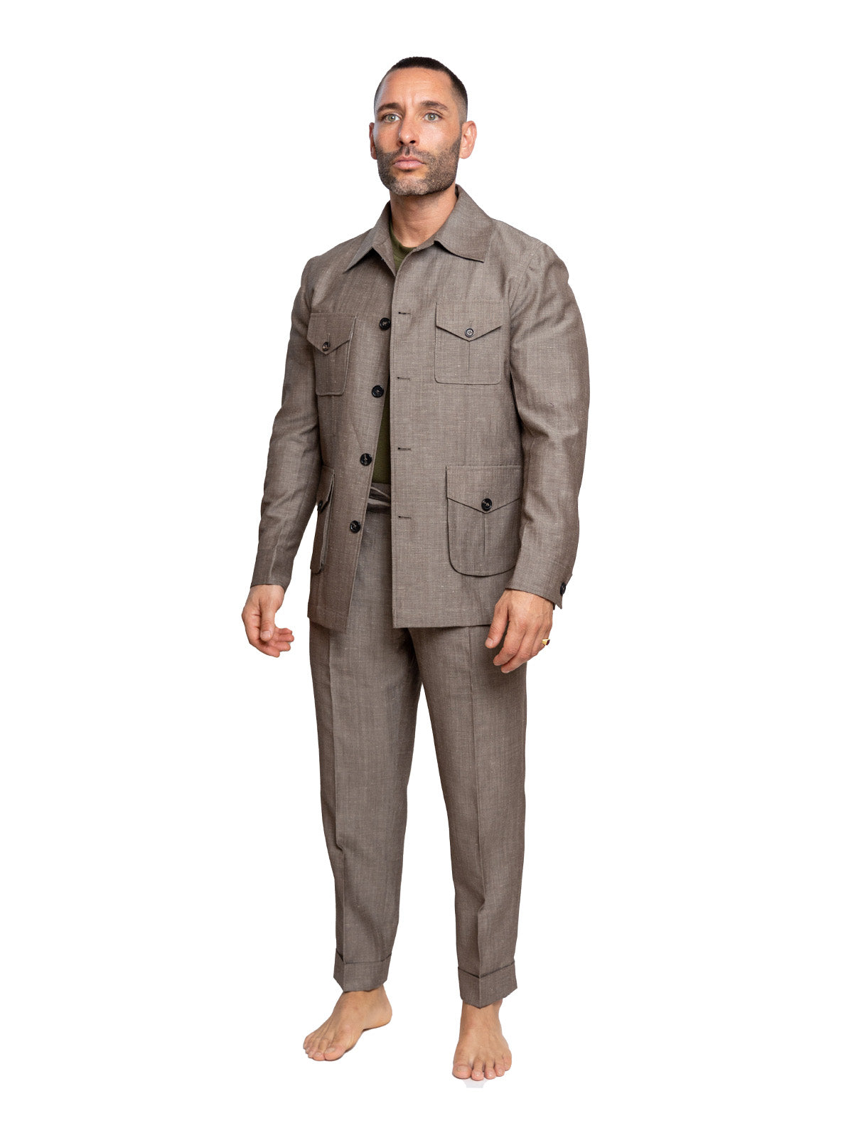 Stone Taupe Slub Linen Sariana Set