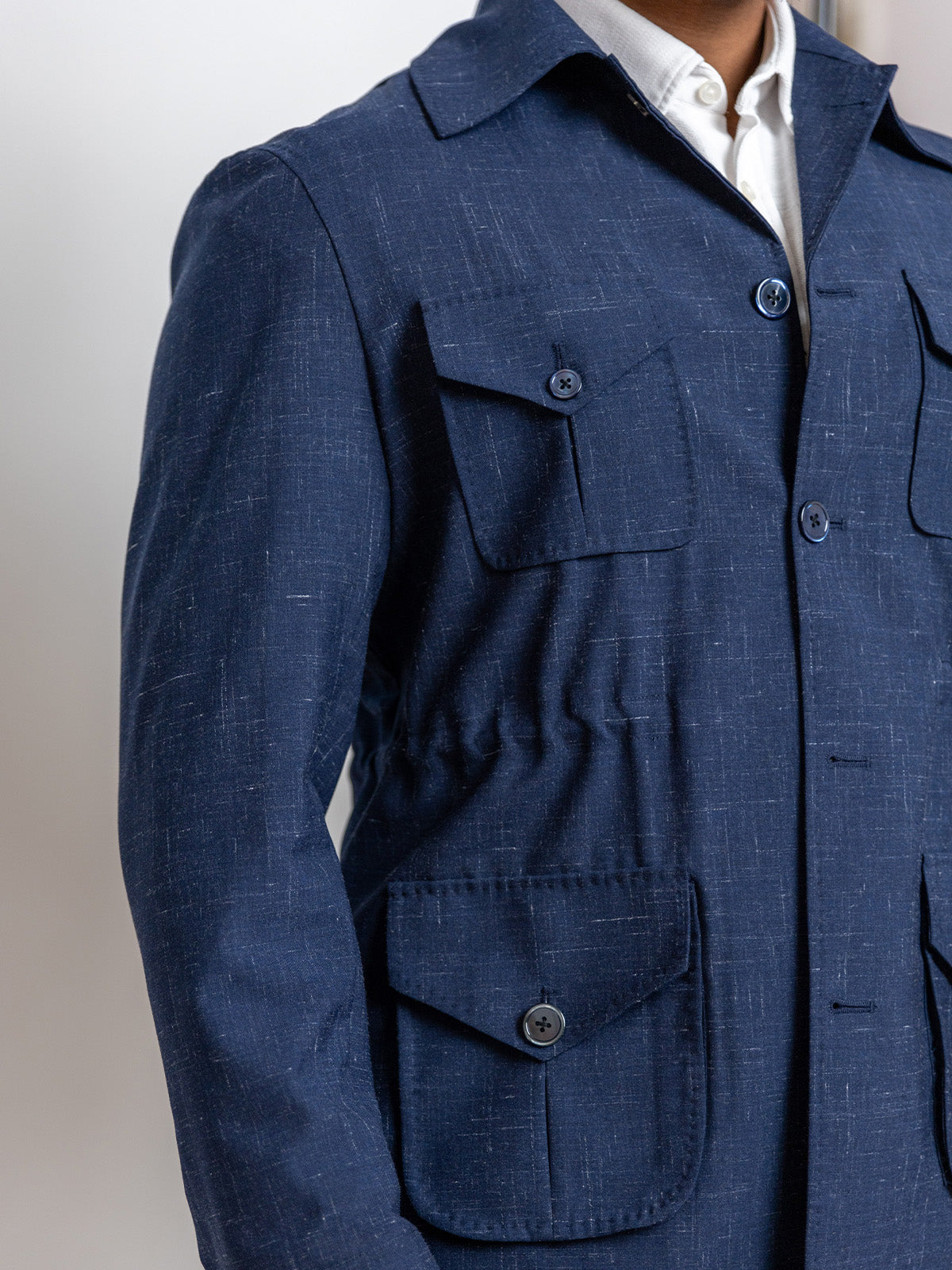 Midnight Blue Slub Linen Sariana Set