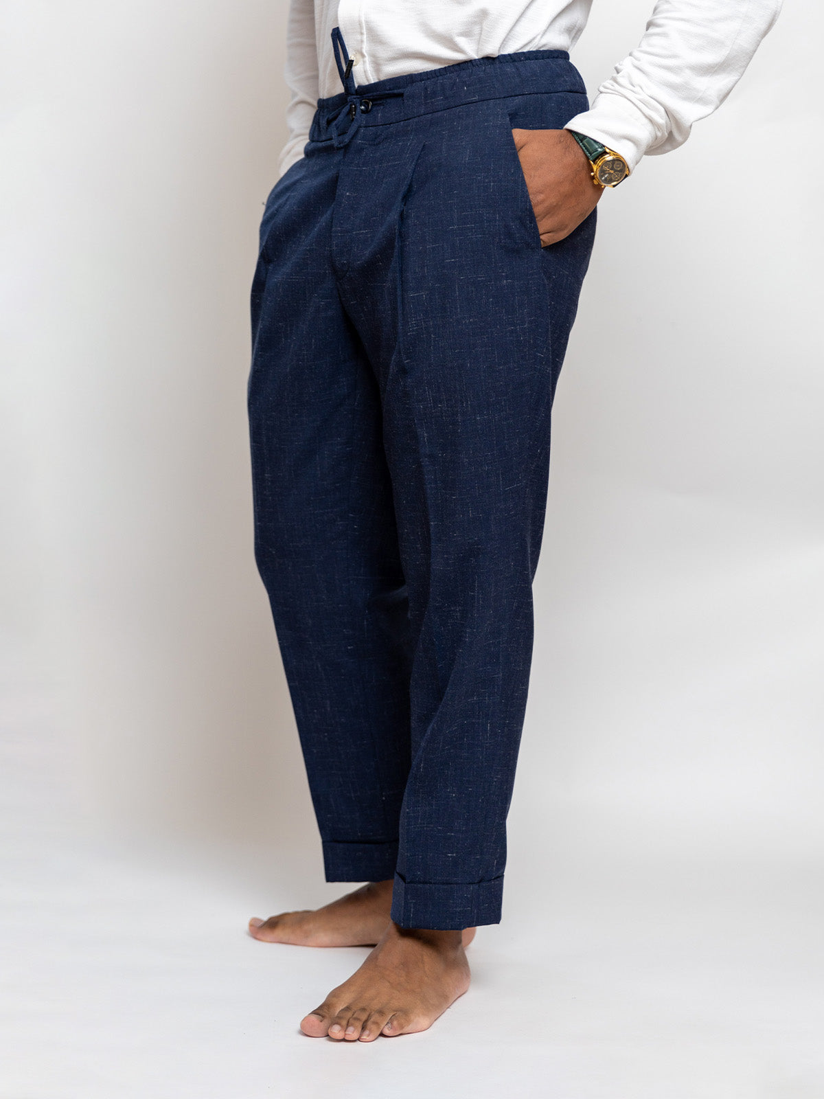 Midnight Blue Slub Linen Sariana Set